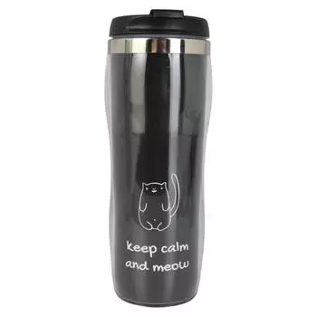 Термокружка Котики, 0.38 л, нерж. сталь/пластик/силикон