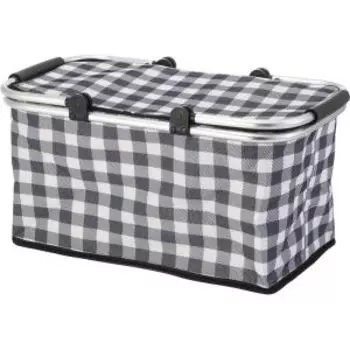 Термосумка складная с алюминиевым каркасом, 48х27х24 см, серая клетка