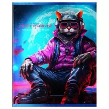 Тетрадь предметная BG Мир будущего География, 48 листов, металлизированный картон