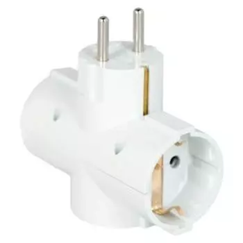 Тройник Volsten SA 1/3-Z, с заземлением, 16 А, белый