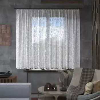 тюль для кухни ЛЕНТА 165х170см без шторной ленты белый п/э 100%