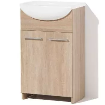 Тумба для ванной «Акваль Карина», 50 см, дуб сонома, с раковиной «Сити 50»