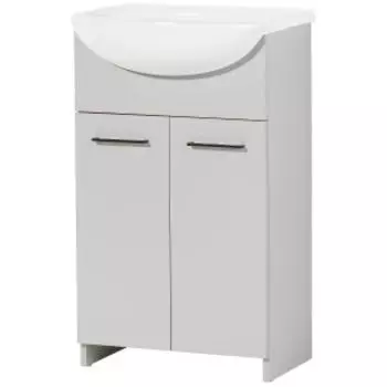 тумба для ванной «Акваль Карина», 50 см, серый камень, с раковиной Сити 50