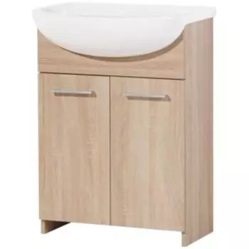 тумба для ванной «Акваль Карина», 60 см, дуб сонома, с раковиной Уют 60