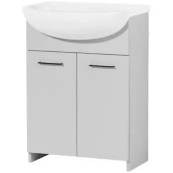 Тумба для ванной «Акваль Карина», 60 см, серый камень, с раковиной Уют 60