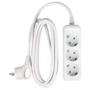 Удлинитель электрический ЭРА, 3 гнезда, 3 м, заземление, 16 А, белый