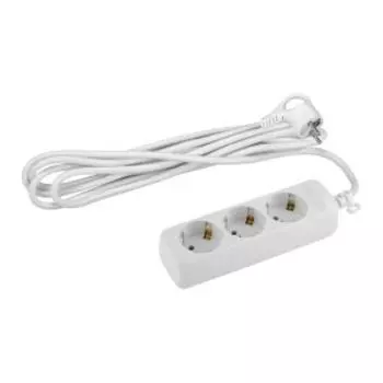 Удлинитель электрический ЭРА, 3 гнезда, с заземлением, 3 м, белый