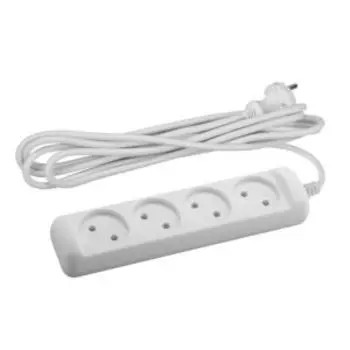Удлинитель электрический ЭРА, 4 гнезда, без заземления, 5 м, белый