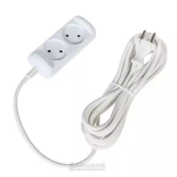 Удлинитель ЭРА, 2 гнезда, без заземления, 5 м