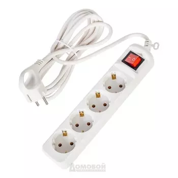 Удлинитель ЭРА, 4 гнезда, с заземлением, с выключателем, 3 м