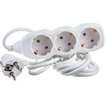 Удлинитель сетевой Космос, 3 гнезда, заземление, 16 А, 5 м