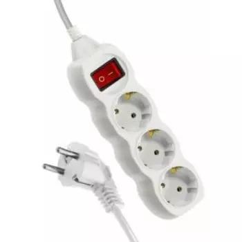 Удлинитель сетевой Космос, 3 гнезда, заземление, выключатель, 16 А, 5 м