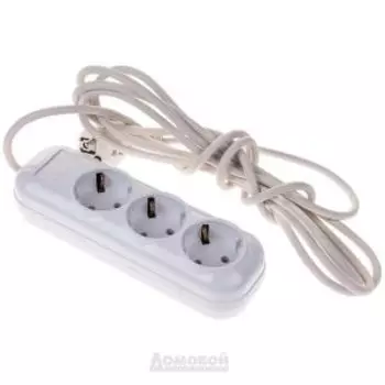 Удлинитель сетевой Реальная Электрика, 3 гнезда, с заземлением, 5 м