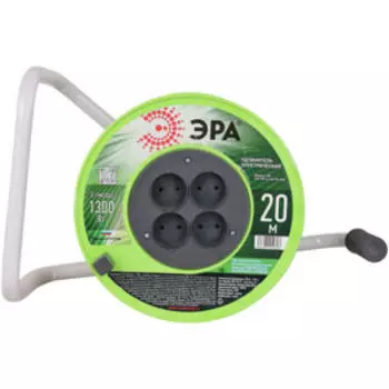 Удлинитель силовой ЭРА на пластиковой катушке, 4 гнезда, без заземления, 20 м