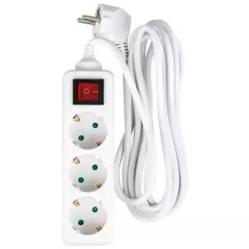 Удлинитель Volsten, 3 гнезда, 3 м, с выключателем, 10 А, 2200 Вт, с заземлением