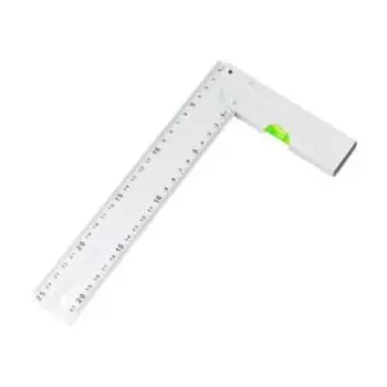 Угольник алюминиевый литой с уровнем, 1 акриловый глазок, двусторонняя разметка в см, 250мм