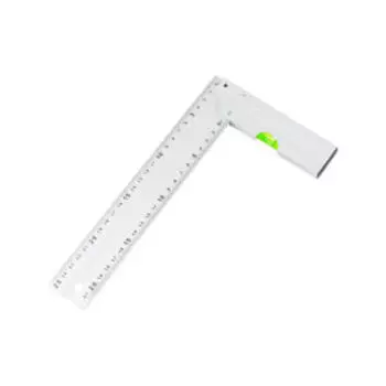 Угольник алюминиевый литой с уровнем, 1 акриловый глазок, двусторонняя разметка в см, 400мм
