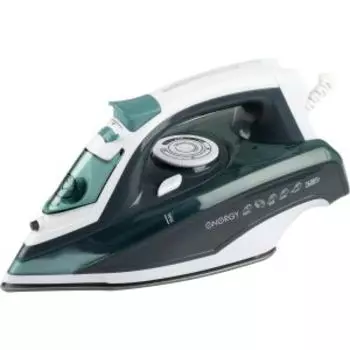 утюг ENERGY EN-347 бело-серый (2600Вт, пар, спрей, пар.удар, самооч., подошва тефлон)