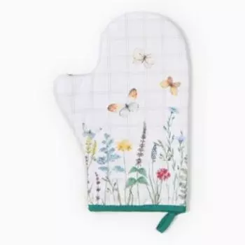 Варежка-прихватка Этель Полевые цветы, 20х28 см, саржа/ватин