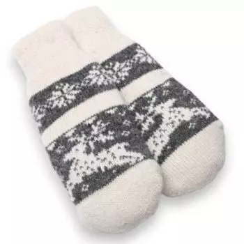 Варежки женские Стильная шерсть Олень со снежинкой, р. 20-22, серый/белый, шерсть