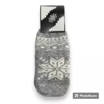 Варежки женские Стильная шерсть Снежинка, р. 20-22, светло-серый, шерсть