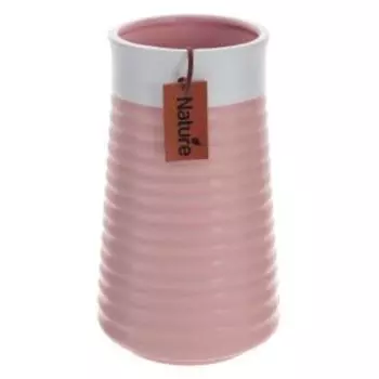 Ваза, 11х11х18 см, цилиндр, керамика, розовый