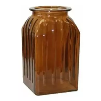 Ваза NiNaGlass Ханна 1, 18.5 см, прямоугольная, стекло, коньяк