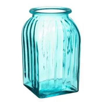 Ваза NiNaGlass Ханна 1, 18.5 см, прямоугольная, стекло, бирюзовый