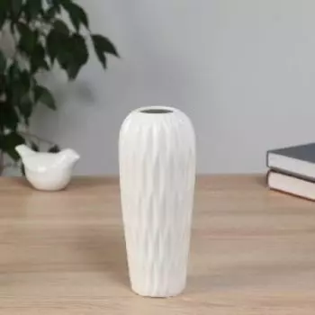 Ваза Теган рельеф, 17.5х7.5 см, керамика, белый