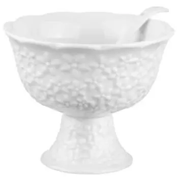 Вазочка для варенья с ложкой Цветочки, 200 мл, фарфор