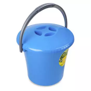 Ведро с крышкой Martika Либерти, 10 л, круглое, пластик, голубой