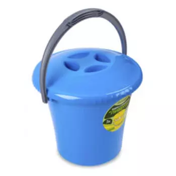 Ведро с крышкой Martika Либерти, 7 л, круглое, пластик, голубой