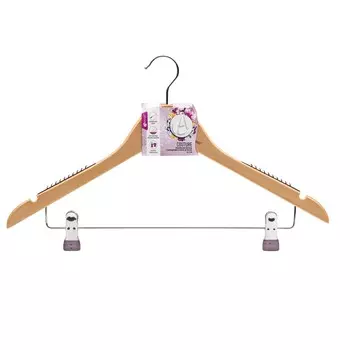 Вешалка для одежды Apollo Couture дерево, с антискользящими накладками, с зажимами, 44,5 см