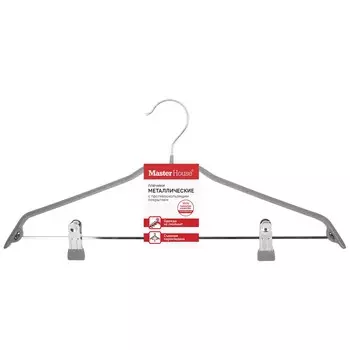 Вешалка для одежды Master House Кэролин, металл+ПВХ с клипсами, серый, 44см