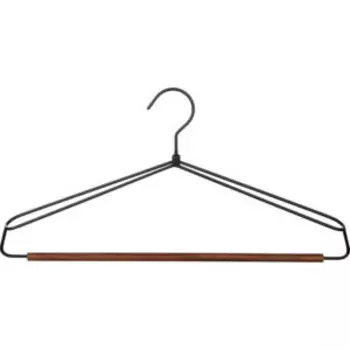 Вешалка для одежды Рыжий кот Винтаж, 43 см, с широкими плечами, металл с деревянной перекладиной, черный