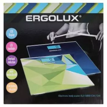 Весы напольные Ergolux ELX-SB03-C45, LED подсветка, до 180 кг, абстракция синяя