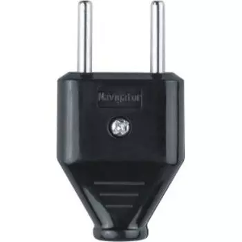 Вилка прямая Navigator NCA-PL07, 6 А, без заземления, черная