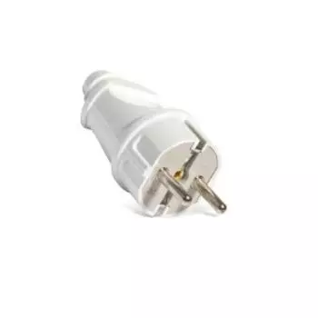 Вилка прямая, с заземлением, 16А, 250В, белая