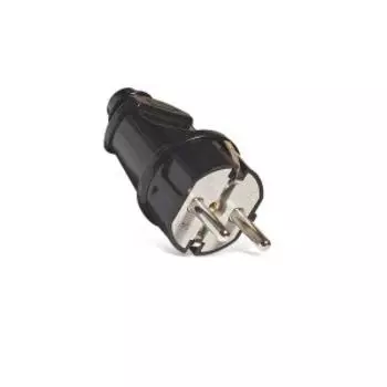 Вилка прямая, с заземлением, 16А, 250В, чёрная