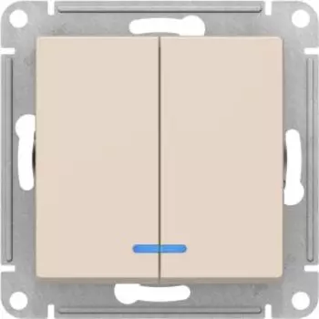 Выключатель Atlas двухклавишный с подсветкой, 10АХ, SCHNEIDER