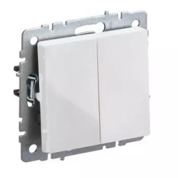 Выключатель двухклавишный IEK Brite, 10А, белый