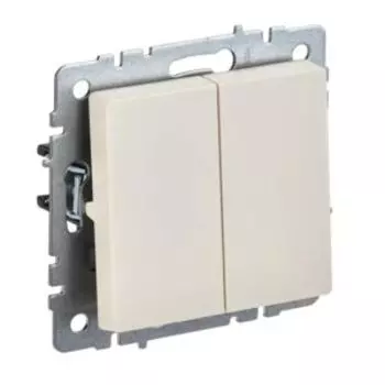 Выключатель двухклавишный IEK Brite, 10А, бежевый