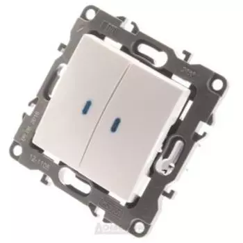 Выключатель двухклавишный Эра 12 с подсветкой, 10АХ-250В, белый