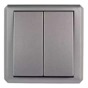 Выключатель двухклавишный Vesta Electric Mega Silver