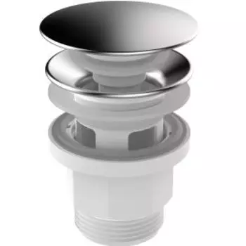 Выпуск Aquant для умывальника 1 1/4 х32 (донный клапан), клик-клак, с широким грибком с отверстиями под перелив, металл-пластик