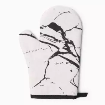варежка-прихватка ДОЛЯНА цв.бел/черный, 26х16см, пэ100%