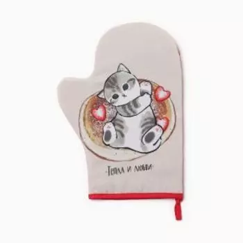 варежка-прихватка ЭТЕЛЬ 20х28, габардин 170г/м2, ПЭ65%, хлопок.35% Котик