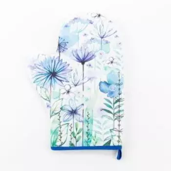 варежка-прихватка ЭТЕЛЬ 20х28, саржа 190г/м2, хлопок.100% Blue flowers
