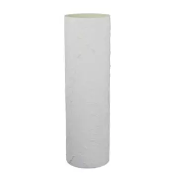 ваза Б2 СТУДИО, размер: h50см, цилиндр, стекло, белая, декор листья