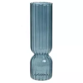 ваза, размер: 5х5х17см, нестандартная форма, стекло, голубой